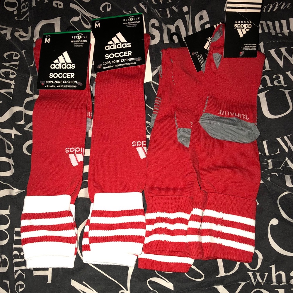 4 Adidas Copa Zone Cushion Soccer Socks red